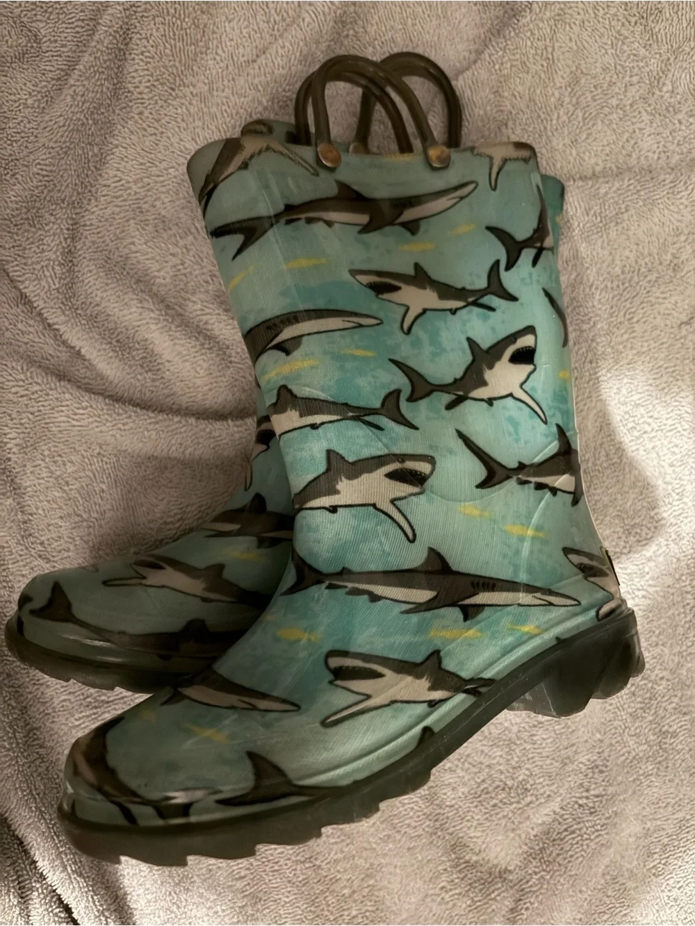 Western Chief Kids Shark Print Teal Rain Boots